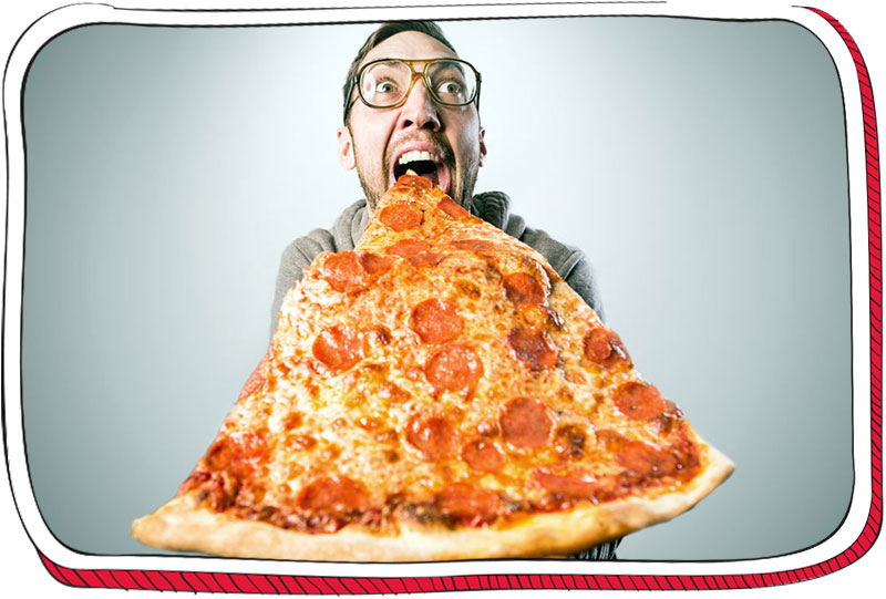 איש אוכל משולש פיצה ענקי